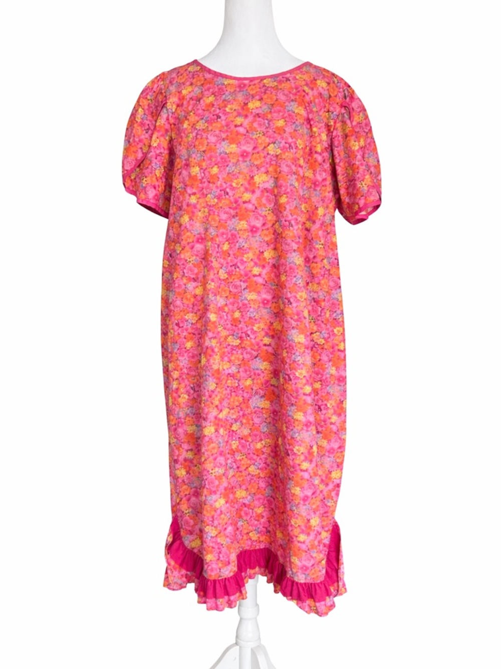Vintage T&L Muumuu Factory Hawaii Dress Womens Size XL‎ Pink Floral Cotton Maxi